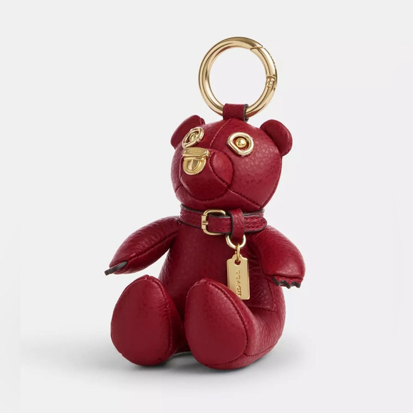 Coach Accessories - Coach Bear Bag Charm Red Pebble Leather